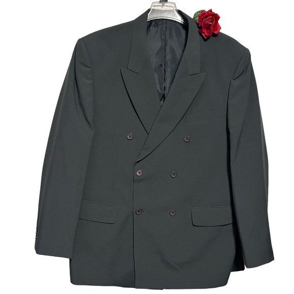 MNY Designed in Italy Collezioni Gray Double Breasted Suit Jacket Blazer 50L EUC - Picture 1 of 12